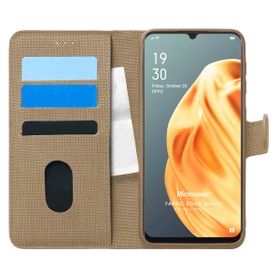 Microsonic Oppo A91 Fabric Book Wallet Gold Cep Telefonu Kılıfı