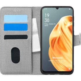 Microsonic Oppo A91 Fabric Book Wallet Gri Cep Telefonu Kılıfı