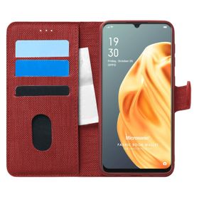 Microsonic Oppo A91 Fabric Book Wallet Kırmızı Cep Telefonu Kılıfı