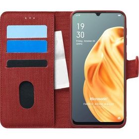 Microsonic Oppo A91 Fabric Book Wallet Kırmızı Cep Telefonu Kılıfı
