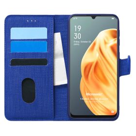 Microsonic Oppo A91 Fabric Book Wallet Lacivert Cep Telefonu Kılıfı
