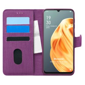 Microsonic Oppo A91 Fabric Book Wallet Mor Cep Telefonu Kılıfı