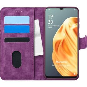 Microsonic Oppo A91 Fabric Book Wallet Mor Cep Telefonu Kılıfı