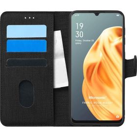 Microsonic Oppo A91 Fabric Book Wallet Siyah Cep Telefonu Kılıfı