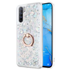 Microsonic Oppo A91 Glitter Liquid Holder Gümüş Cep Telefonu Kılıfı