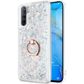 Microsonic Oppo A91 Glitter Liquid Holder Gümüş Cep Telefonu Kılıfı