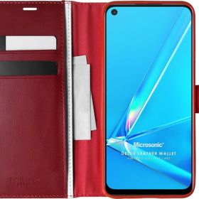 Microsonic Oppo A92 Delux Leather Wallet Kırmızı Cep Telefonu Kılıfı