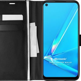 Microsonic Oppo A92 Delux Leather Wallet Siyah Cep Telefonu Kılıfı