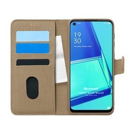 Microsonic Oppo A92 Fabric Book Wallet Gold Cep Telefonu Kılıfı