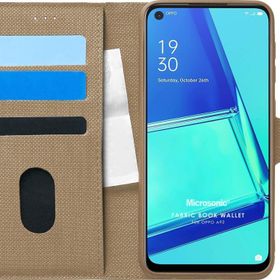Microsonic Oppo A92 Fabric Book Wallet Gold Cep Telefonu Kılıfı