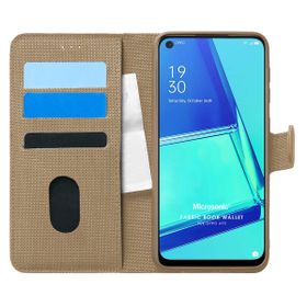 Microsonic Oppo A92 Fabric Book Wallet Gold Cep Telefonu Kılıfı