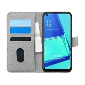 Microsonic Oppo A92 Fabric Book Wallet Gri Cep Telefonu Kılıfı