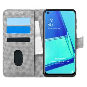 Microsonic Oppo A92 Fabric Book Wallet Gri Cep Telefonu Kılıfı
