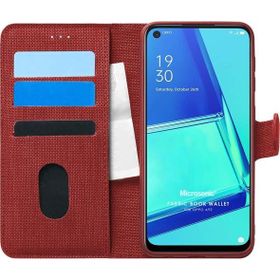 Microsonic Oppo A92 Fabric Book Wallet Kırmızı Cep Telefonu Kılıfı