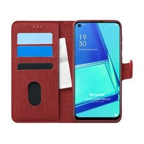 Microsonic Oppo A92 Fabric Book Wallet Kırmızı Cep Telefonu Kılıfı