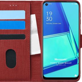 Microsonic Oppo A92 Fabric Book Wallet Kırmızı Cep Telefonu Kılıfı
