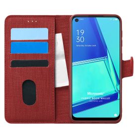 Microsonic Oppo A92 Fabric Book Wallet Kırmızı Cep Telefonu Kılıfı