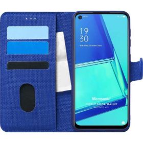 Microsonic Oppo A92 Fabric Book Wallet Lacivert Cep Telefonu Kılıfı