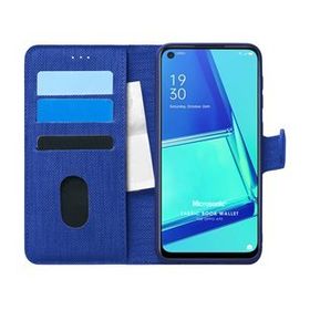 Microsonic Oppo A92 Fabric Book Wallet Lacivert Cep Telefonu Kılıfı
