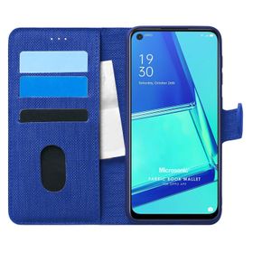 Microsonic Oppo A92 Fabric Book Wallet Lacivert Cep Telefonu Kılıfı