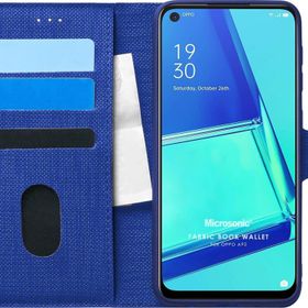 Microsonic Oppo A92 Fabric Book Wallet Lacivert Cep Telefonu Kılıfı
