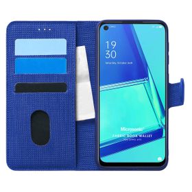 Microsonic Oppo A92 Fabric Book Wallet Lacivert Cep Telefonu Kılıfı