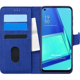 Microsonic Oppo A92 Fabric Book Wallet Lacivert Cep Telefonu Kılıfı
