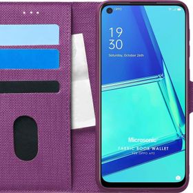 Microsonic Oppo A92 Fabric Book Wallet Mor Cep Telefonu Kılıfı