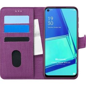 Microsonic Oppo A92 Fabric Book Wallet Mor Cep Telefonu Kılıfı