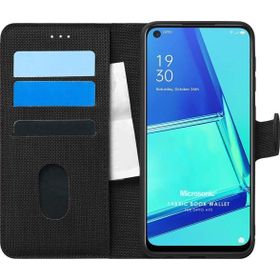 Microsonic Oppo A92 Fabric Book Wallet Siyah Cep Telefonu Kılıfı