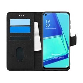 Microsonic Oppo A92 Fabric Book Wallet Siyah Cep Telefonu Kılıfı