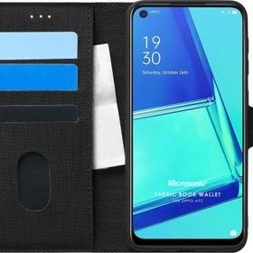 Microsonic Oppo A92 Fabric Book Wallet Siyah Cep Telefonu Kılıfı