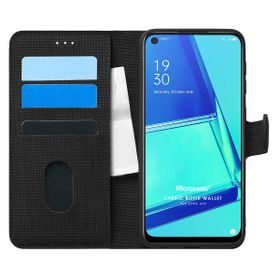 Microsonic Oppo A92 Fabric Book Wallet Siyah Cep Telefonu Kılıfı