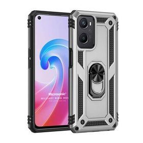 Microsonic Oppo A96 Military Ring Holder Gümüş Kılıf