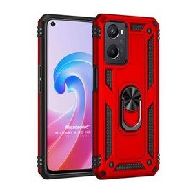 Microsonic Oppo A96 Military Ring Holder Kırmızı Kılıf