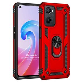 Microsonic Oppo A96 Military Ring Holder Kırmızı Kılıf