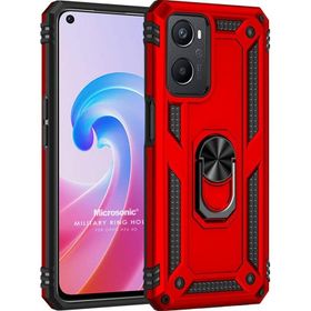 Microsonic Oppo A96 Military Ring Holder Kırmızı Kılıf