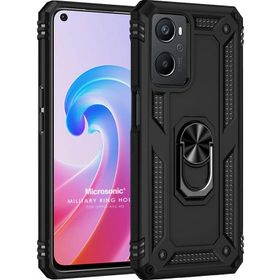 Microsonic Oppo A96 Military Ring Holder Siyah Kılıf
