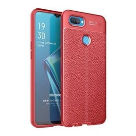 Microsonic Oppo AX7 Deri Dokulu Silikon Kırmızı Cep Telefonu Kılıfı