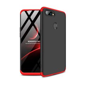 Microsonic Oppo F9 / Pro Double Dip 360 Protective Siyah Kırmızı Kılıf