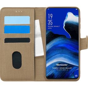Microsonic Oppo Reno 2Z Fabric Book Wallet Gold Kılıf