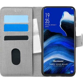 Microsonic Oppo Reno 2Z Fabric Book Wallet Gri Kılıf