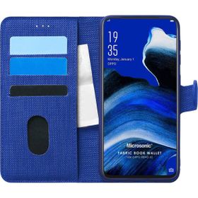 Microsonic Oppo Reno 2Z Fabric Book Wallet Lacivert Kılıf