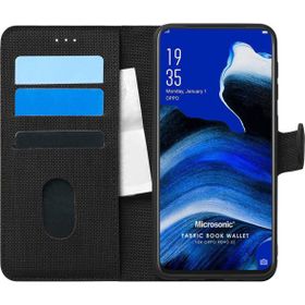Microsonic Oppo Reno 2Z Fabric Book Wallet Siyah Kılıf