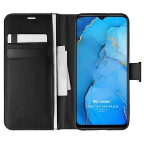 Microsonic Oppo Reno 3 Delux Leather Wallet Siyah Kılıf