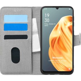 Microsonic Oppo Reno 3 Fabric Book Wallet Gri Kılıf