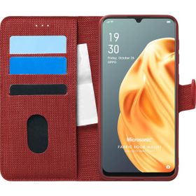 Microsonic Oppo Reno 3 Fabric Book Wallet Kırmızı Kılıf