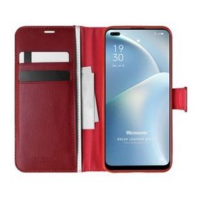 Microsonic Oppo Reno 4 Lite Delux Leather Wallet Kırmızı Cep Telefonu Kılıfı