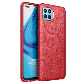 Microsonic Oppo Reno 4 Lite Deri Dokulu Silikon Kırmızı Cep Telefonu Kılıfı