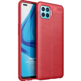 Microsonic Oppo Reno 4 Lite Deri Dokulu Silikon Kırmızı Cep Telefonu Kılıfı